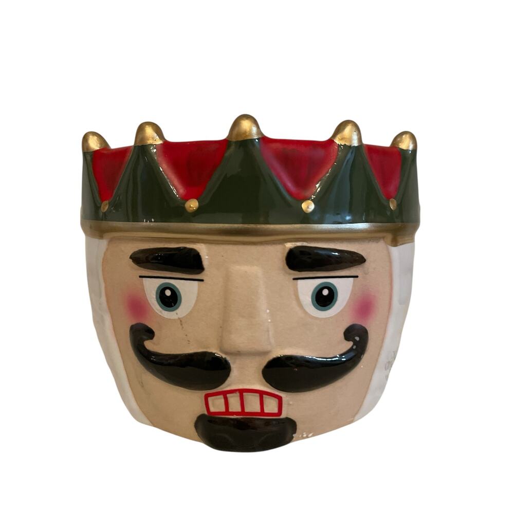 Holiday Time Nutcracker Decorative Pot 4in Ceramic Christmas Planter New